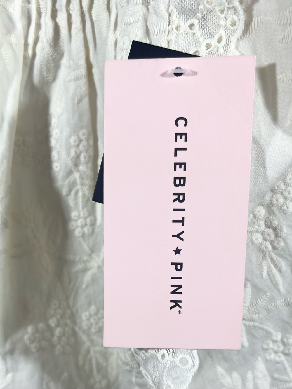 🌸 NWT | Celebrity Pink | White Lace Eyelet Boho Cottagecore Crop Tank Top | M - Picture 8 of 8